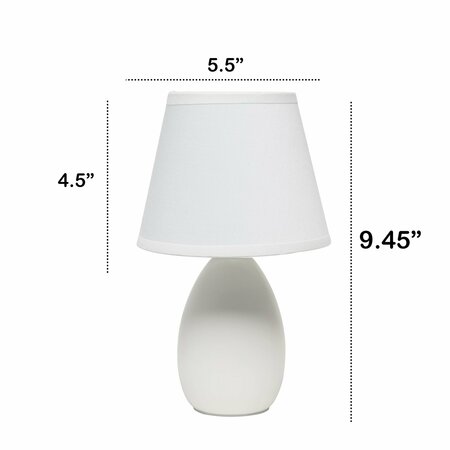 Creekwood Home Traditional Petite Ceramic Oblong Bedside Table Lamp, Matching Tapered Drum Fabric Shade, Off White CWT-2005-OF